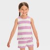 Grayson Mini Toddler Girls' Crochet Tank and Pull-On Striped Shorts Set - Purple - 3 of 4