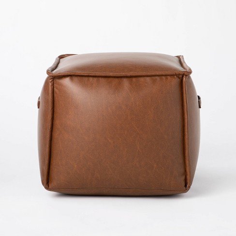 Evanston Leather Cube Pouf - Threshold™ designed with Studio McGee - image 1 of 4