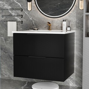 KWPZQEB 24/30/36" Fluted Floating Bathroom Vanity Cabinet, Freestanding Wall Mounted Vanity With Drawer, Modern Storage Cupboard for Bathroom - 1 of 4