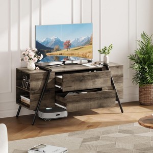 47" Modern TV Stand for Living Room, Wood Entertainment Center with 2 Drawers, Side Open Shelves & U-Shaped Metal Base, Fits TVs up to 65 inches - 1 of 4