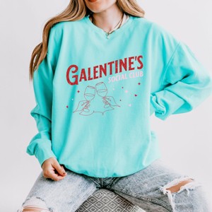 Galentine's Social Club Glitter - Women's Lightweight Garment Dyed Sweatshirt - 1 of 3