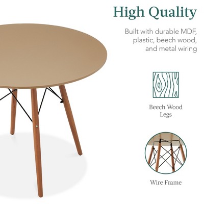 Beige and Walnut Mid-Century Modern 5-Piece Dining Set