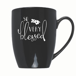 Elanze Designs So Very Blessed 10 ounce New Bone China Coffee Tea Cup Mug For Your Favorite Morning Brew, Black - 1 of 4