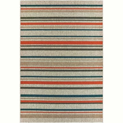 Oriental Weavers Latitude 602W3 Grey/ Teal Indoor/Outdoor Area Rug - 1'10" x 7'6"