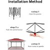 Outdoor Patio Gazebo 12x12ft, Pop up with Mosquito Netting, Outdoor Canopy Tent with 4 Ropes 8 Stakes, Portable Carrying Bag and Double Roofs - 2 of 4