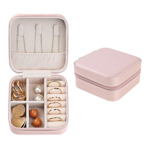 Unique Bargains Portable Mini PU Leather Travel Jewelry Organizer Case - 1 of 4