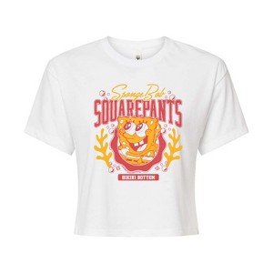 Women's - Spongebob Squarepants - Collegiate Cropped Graphic T-Shirt - 1 of 4