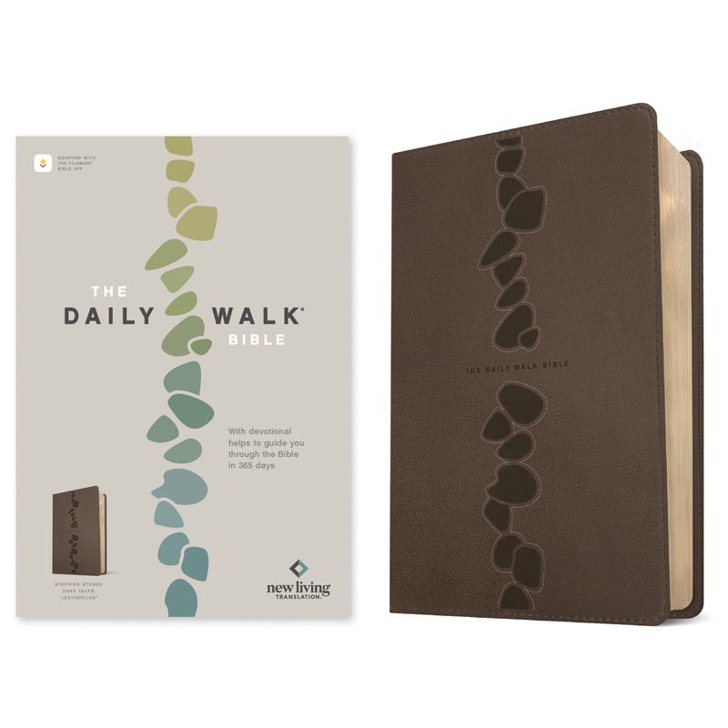 The Daily Walk Bible NLT (Leatherlike, Stepping Stones Dark Taupe, Filament Enabled) - (Leather Bound), 1 of 2