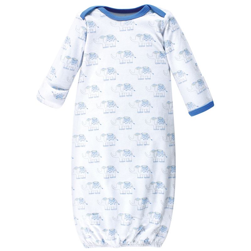 Luvable Friends Baby Boy Cotton Long-Sleeve Gowns 3pk, Boy Elephant Stars, 4 of 6