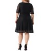 Agnes Orinda Women's Plus Size V Neck Swing Cocktail Wedding Midi Lace A-Line Dress - 4 of 4