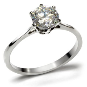 Slickblue Women’s Stainless Steel CZ Ring – Classic Solitaire, 7mm Clear Stone, Polished, Sizes 6-10 - 1 of 4