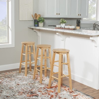 PJ Wood 29-Inch Tall Natural Backless Bar Stools, Set of 2