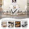 Modern 70" Rectangular Marble Dining Table for 6-8 People, Faux Marble Top with Stainless Steel Base, Kitchen Table for Dining Room-Koiai - 3 of 4