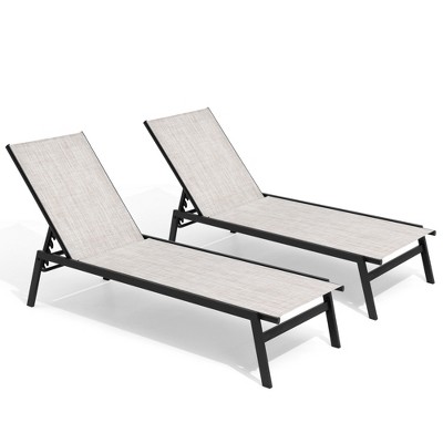 Pellebant Patio Lounge Chairs Set of 2 Patio Chaise Lounge Rustproof Pool Lounge Chairs with Adjustable Backrest