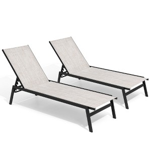 Pellebant Patio Lounge Chairs Set of 2 Patio Chaise Lounge Rustproof Pool Lounge Chairs with Adjustable Backrest - 1 of 4