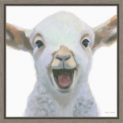 Amanti Art Farm Friends I Lamb by Myles Sullivan Canvas Wall Art Print Framed 16-in. x 16-in.