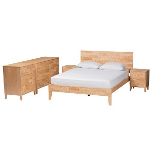 Baxton Studio Queen 5pc Hosea Carved Honeycomb Bedroom Set Natural - 1 of 4