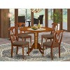 Kitchen Dining Set 5 Piece - Round Table & Chairs - Small Space Dinette Set - Saddle Brown Finish - 2 of 4
