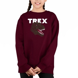 LA Pop Art T-Rex Head - Girl's Word Art Crewneck Sweatshirt - 1 of 3