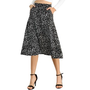 Allegra K Women's Chiffon Summer Vintage Floral Print A-Line Midi Skirts - 1 of 4