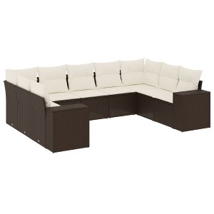 vidaXL Garden Sofa Set Brown PE rattan 9 Piece Modular Garden Sofa Set - 1 of 4