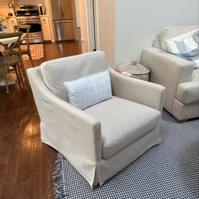 Vivian Park Upholstered Swivel Chair Cream - Threshold™ Designed With ...