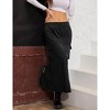 Coolmee Women's Cargo Long Skirt Low Waist Drawstring Maxi Skirt Ruched Vintage Slit Cargo Skirt with Pockets - 4 of 4