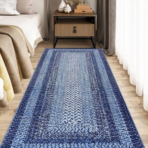 Modern Washable Area Rug, Non Slip Indoor Print Mat For Living Room Bedroom Dining Room Kitchen Enterway, Low Pile Stain Resistant Foldable Carpet - 1 of 4