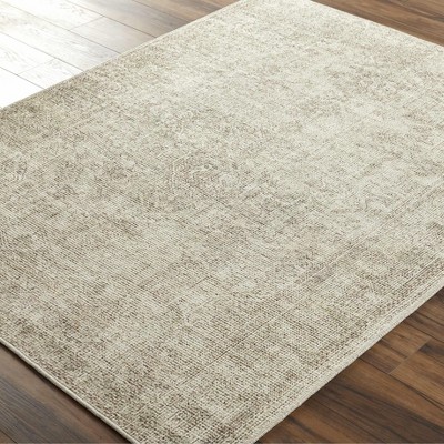 Gray and Beige Synthetic Medallion Rectangular Area Rug