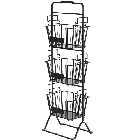 Sorbus 3 Tier Wire Market Basket Storage Stand - Black