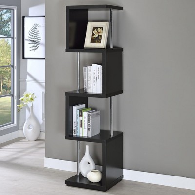 TOAOTBNBO 4-Tier Open Bookcase, Wood and Metal Bookshelf with Stroage Cabinet, Display Bookshelves for Home Office