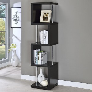 TOAOTBNBO 4-Tier Open Bookcase, Wood and Metal Bookshelf with Stroage Cabinet, Display Bookshelves for Home Office - 1 of 4
