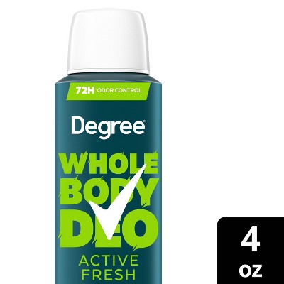 Degree Whole Body Aluminum Free Deodorant Spray for Men72H Odor Protection - Active Fresh - 4oz