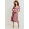 Hello Miz Women's Hi-Low Short Sleeve V Neck Maternity Wrap Dress with Belt - 2 of 4