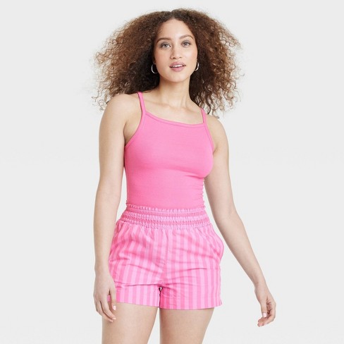 Women's Slim Fit Tiny Tank Top - A New Day™ Pink Striped S