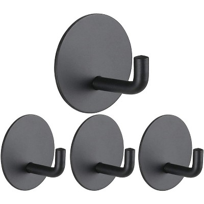 LunaLulinlk 4 Packs Waterproof Adhesive Wall Hooks, Heavy Duty Stick on Wall Hooks (Black)