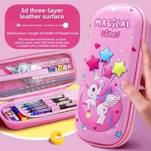 Pencil Case for Girls Boys, Waterproof 3D Large Capacity Portable Cartoon Pencil Box Organizer for Kids Elementary School - 1 of 2