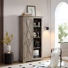 ORRD Tall Storage Cabinet with Barn Doors, 74" Farmhouse Pantry Cupboard with Adjustable Shelves, Gray Wash Rustic Kitchen Organizer - 3 of 4