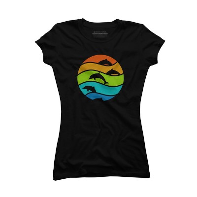 Junior's Design By Humans dolphin art By hkartist T-Shirt