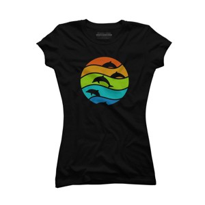 Junior's Design By Humans dolphin art By hkartist T-Shirt - 1 of 3