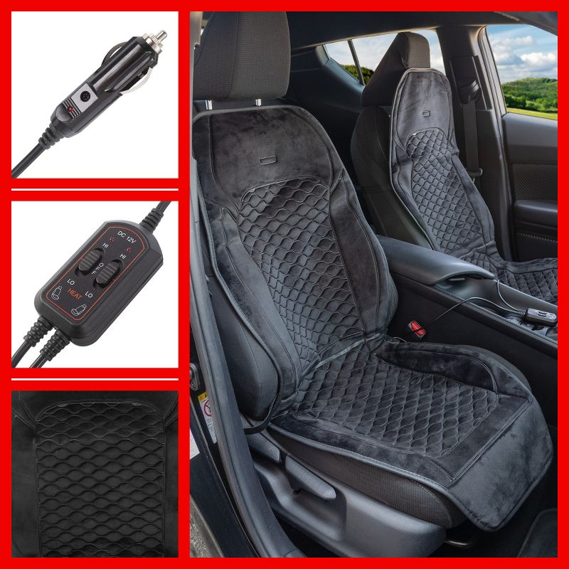 Stalwart 12V Heated Seat Covers for Cars 2-Pack, 5 of 7