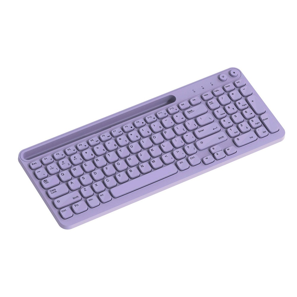North Full Size Wireless Keyboard with Built-in Phone/Tablet Stand - Lavender: Non-Backlit, Membrane Switch, Radio Frequency