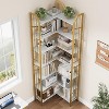 GustoWave 7-Tier Corner Bookshelf 86" Tall L-Shaped Bookcase Storage Shelf with Metal Frame - 3 of 4