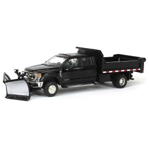 1/64 2020 Ford F-450 XLT Super Duty Dually with V-Plow & Dump Bed Black 51396-A - 1 of 4