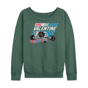 Women's - Hot Wheels - Valentine's Epic Lightweight French Terry Wide Neck Long Sleeve Shirt - 1 of 4