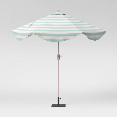 9' Cabana Round Scalloped Patio Umbrella DuraSeason Fabric™ Turquoise - Threshold™