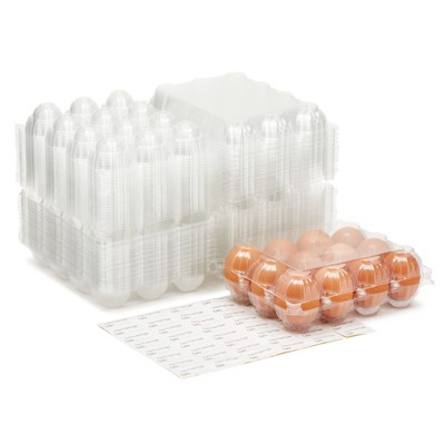 Stockroom Plus 48 Pack Bulk Egg Cartons for 1 Dozen Chicken Eggs, Reusable Containers, Labels