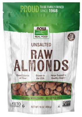 Almonds Natural Unblanched by Now Foods  -  1 lbs Bag