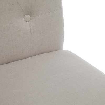 Natural Linen Upholstered Side Chair with Wood Legs, Set of 2