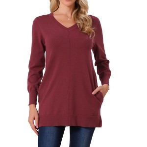 INSPIRE CHIC Women's V Neck Long Sleeve with Pockets Chunky Warm Pullover Top - 1 of 4